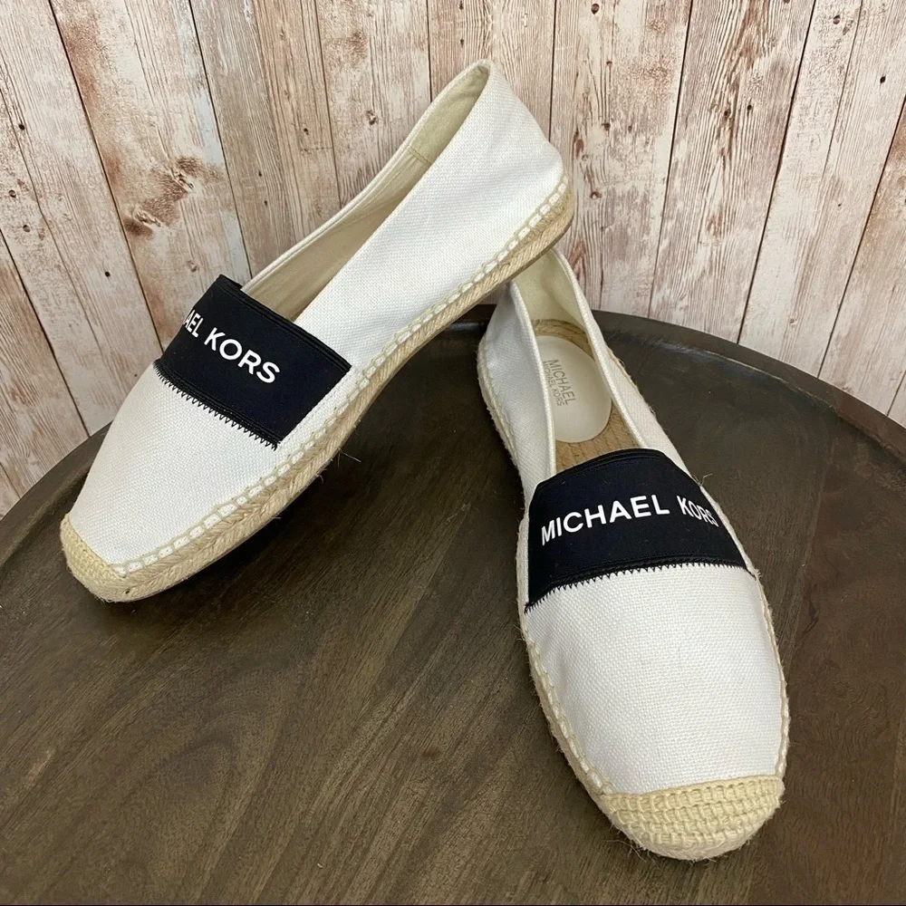Michael Kors Zada Small Weave‎ Canvas Slip On Espadrille Size 6 Women